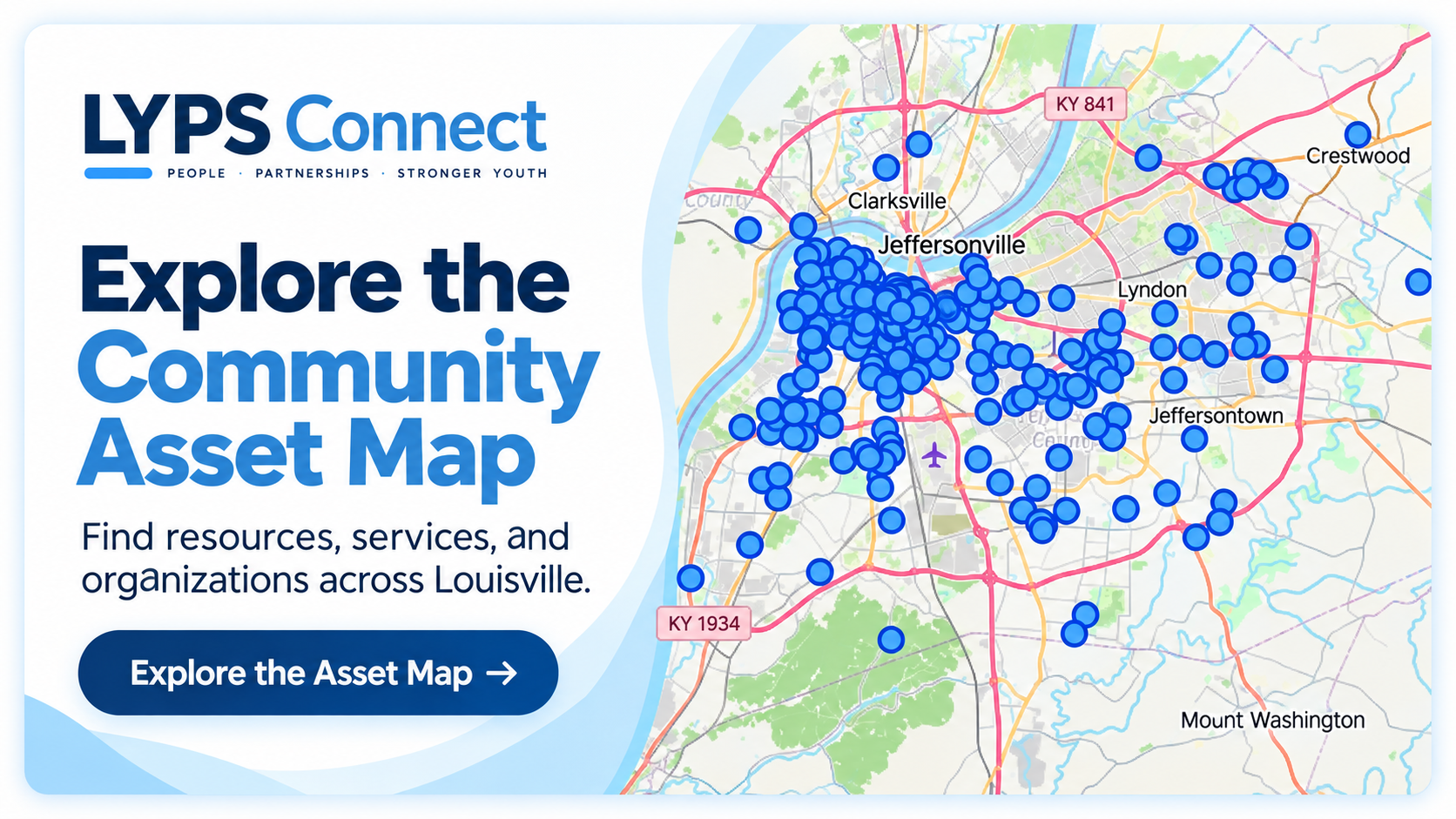 Explore Louisville's Community Asset Map. Click to open the interactive resource map.